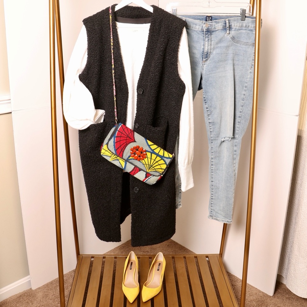 Prologue Black Faux Sherpa Maxi Vest. Large.